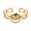 Flat Round Brass Micro Pave Cubic Zirconia Cuff Rings RJEW-N035-001-NF-3