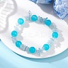 Baking Paint Imitation Jade Glass Round Beaded Stretch Bracelets for Women BJEW-JB12158-02-1