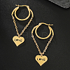 201 Stainless Steel Tassel Heart with LOVE Hoop Earrings VU5295-2