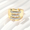 Brass Micro Pave Cubic Zirconia Cuff Rings RJEW-D307-05G-B-5