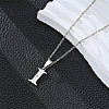 201 Stainless Steel Crystal Rhinestone Initial Pendant Necklaces FS-WG28760-15-1