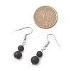 Round Natural Lava Rock Dangle Earrings EJEW-JE06781-02-4