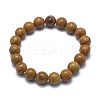 Natural Wood Lace Stone Bead Stretch Bracelets X-BJEW-K212-A-041-2