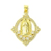 Brass Micro Pave Clear Cubic Zirconia Pendants KK-H472-39G-1