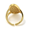 Oval with Flower Brass Micro Pave Cubic Zirconia Open Cuff Rings for Women RJEW-Z050-15G-3