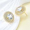 Brass Micro Pave Clear Cubic Zirconia Stud Earrings for Women EJEW-F363-03G-5