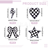 22Pcs 4 Styles Black and White Tartan Pattern Polyester Computerized Embroidery Cloth Iron on/Sew on Patches PATC-GA0001-75-2
