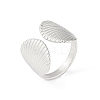 304 Stainless Steel Shell Shape Open Cuff Rings RJEW-S418-01P-1