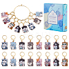 16Pcs 8 Style Cat Shape Alloy Enamel Pendant Locking Stitch Markers HJEW-SC00034-1