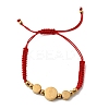 Adjustable 304 Stainless Steel Flat Round with Saint Benedict Braided Bead Bracelets for Women BJEW-K295-03G-01-4