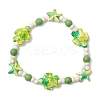 Starfish & Turtle Synthetic Turquoise Dyed Beads Stretch Bracelets for Women BJEW-JB11920-02-2