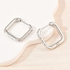 304 Stainless Steel Clear Cubic Zirconia Square Hoop Earrings EJEW-L307-09P-1