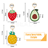 HOBBIESAY 3Pcs 3 Styles Fruit Style Cute PU Leather Protective Case Holder for Access Card Keychain KEYC-HY0001-11-2