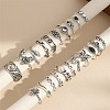 21Pcs Alloy Enamel with Plastic Pearl Finger Rings Sets FS-WG05D6A-01-2