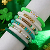 Polymer Clay Heishi Beaded Stretch Bracelets with Brass Beads for Daily Wear and Casual Style JO6865-1-1