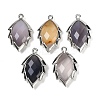 Natural Agate Faceted Leaf Pendants G-I375-04P-14-1