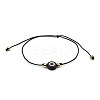 Flat Round with Evil Eye  Braided Bead Bracelets WG2D48B-03-2