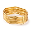 7Pcs PVD Vacuum Plating 304 Stainless Steel Wave Bangles Set for Women BJEW-A011-10D-G-1