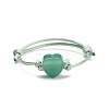 Natural Green Aventurine Heart Braided Cord Bracelet BJEW-JB07685-03-1