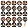 24Pcs 3 Colors 1-Hole Zinc Alloy Flat Round with Bees Buttons BUTT-CA0001-30-1