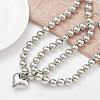 2Pcs 2 Styles Alloy Heart Pendant Necklaces Set NJEW-P319-02P-3