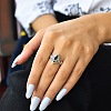Brass Pave Cubic Zirconia Finger Rings FS-WGC2302-04-3