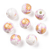 Floral Printed Porcelain Beads PORC-Q199-8mm-02-1