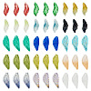 75Pcs 15 Colors Transparent Glass Leaf Pendants GLAA-TA0003-30-1