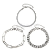3Pcs 3 Styles 304 Stainless Steel Chain Bracelet Set BJEW-F505-01P-4