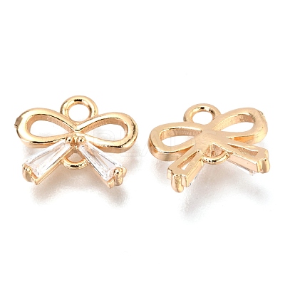 Brass Micro Pave Clear Cubic Zirconia Links Connectors ZIRC-H116-02G-1