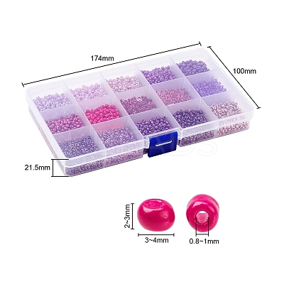 3750Pcs 15 Style 8/0 Glass Round Seed Beads SEED-YW0001-40B-1