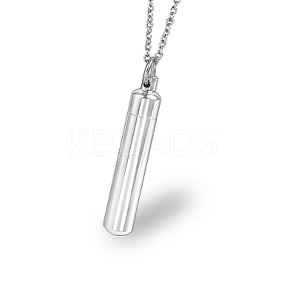 Non-Tarnish 304 Stainless Steel Column Pendant Necklaces UG4628-1-1