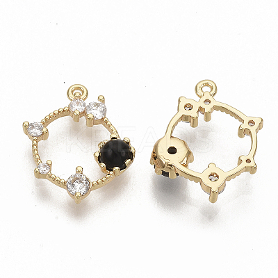 Brass Cubic Zirconia Pendants KK-T050-04G-01-NF-1