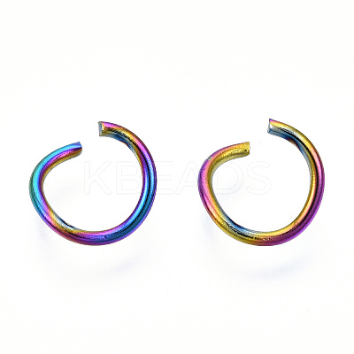 Ion Plating(IP) Rainbow Color 304 Stainless Steel Open Jump Rings X-STAS-N098-062A-01-1