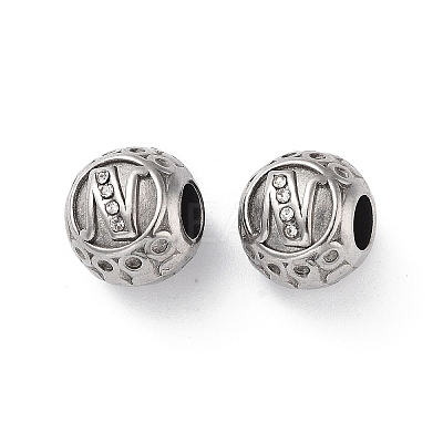 304 Stainless Steel Rhinestone European Beads STAS-A092-10N-P-1