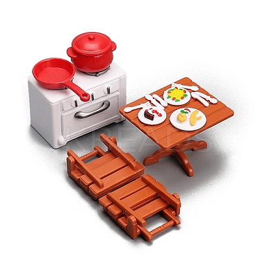 Plastic Table & Chairs & Stove Furniture Set Model PW-WGAFC70-01-1