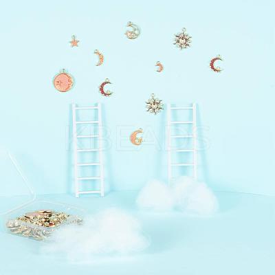 80Pcs 10 Style Celestial Alloy Enamel Pendants ENAM-LS0001-43-1