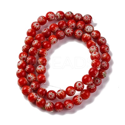 Handmade Millefiori Lampwork Beads Strands LAMP-G164-02B-1