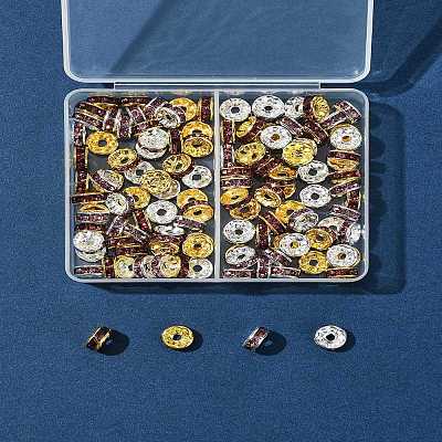 120Pcs 2 Colors Brass Rhinestone Spacer Beads RB-FS0001-05A-1