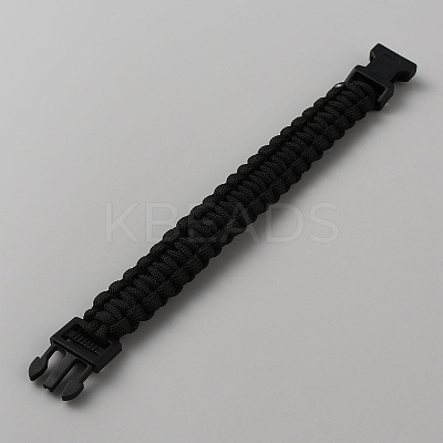 Survival Polyester Cord Bracelet with Plastic Clasps for Hiking Camping Outdoor BJEW-WH0018-54F-1