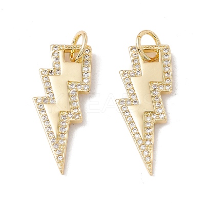 Brass Micro Pave Clear Cubic Zirconia Pendants X-KK-G415-05G-1