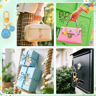 14Pcs 7 Style Alloy Enamel Pendnat Decorations HJEW-YW00164-1