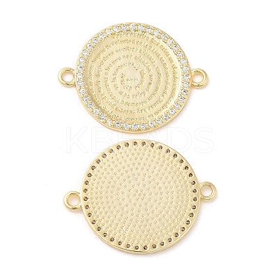 Rack Plating Brass Micro Pave Clear Cubic Zirconia Connector Charms KK-K332-17G-1