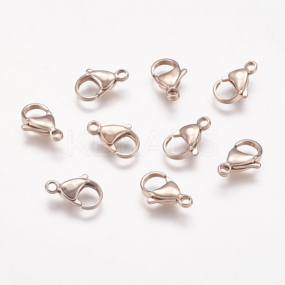 Ion Plating(IP) 304 Stainless Steel Lobster Claw Clasps STAS-P185-15-RG-1