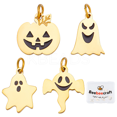 8Pcs 4 Style 316 Surgical Stainless Steel Enamel Charms STAS-BBC0001-17-1