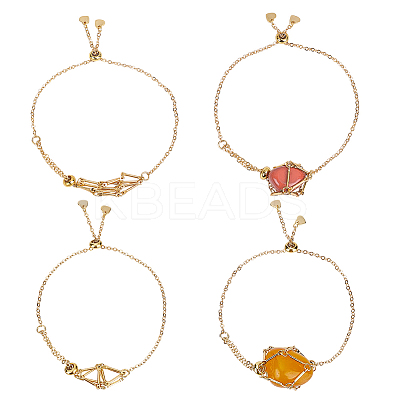 4Pcs 2 Styles 304 Stainless Steel Macrame Pouch Bracelet Making for Stone Holder BJEW-UN00014-1