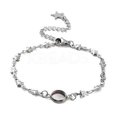 Tarnish Resistant 201 Stainless Steel Link Bracelet Settings Fit for Cabochons LS-MAK-K023-01D-P-1