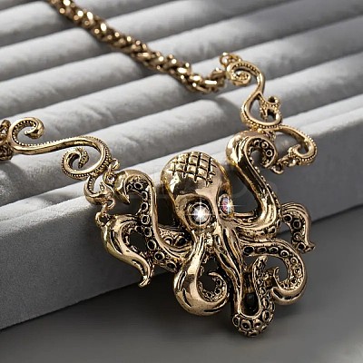 Bohemian Octopus Alloy Crystal Rhinestone Pendant Necklaces FS-WG0239D-01-1