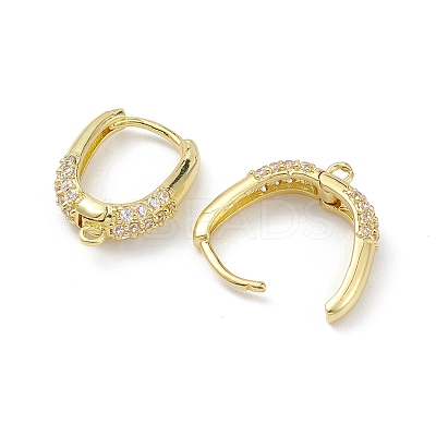 Brass Micro Pave Clear Cubic Zirconia Hoop Earring Findings EJEW-K245-20G-1