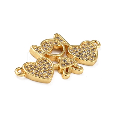 Brass Micro Pave Clear Cubic Zirconia Links Connectors ZIRC-A021-66G-1